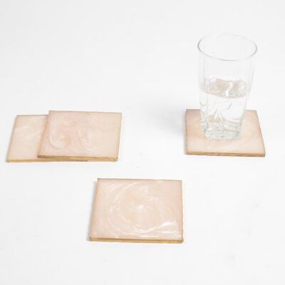 Sparkly Champagne Resin Square Coasters (set of 4)