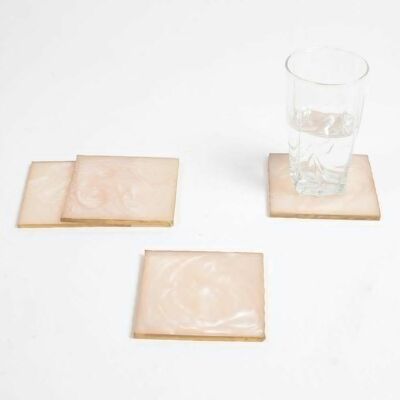 Sparkly Champagne Resin Square Coasters (set of 4)