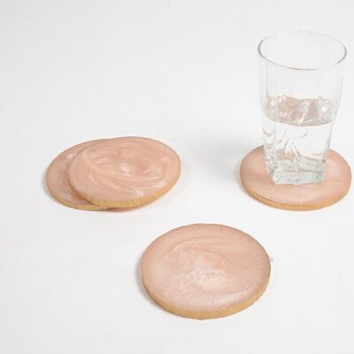 Sparkly Pastel Peach Resin Coasters (set of 4)