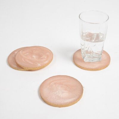 Sparkly Pastel Peach Resin Coasters (set of 4)