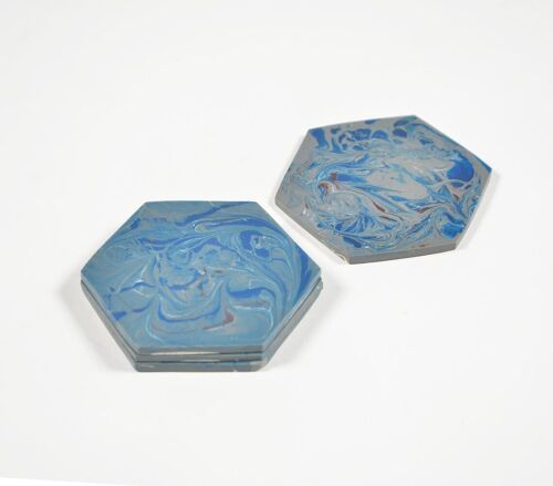 Hexagon Splashy Stone Coasters (set of 4)