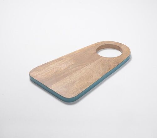 Teal Bordered Wooden Cutting Board