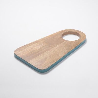 Teal Bordered Wooden Cutting Board