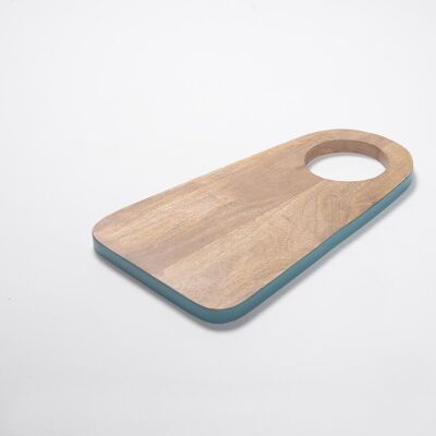 Teal Bordered Wooden Cutting Board