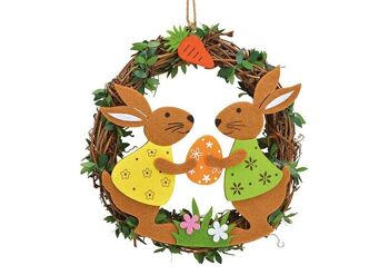 Cintre porte couronne lapin décor en bois