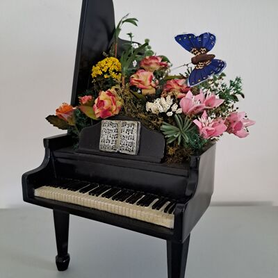 handmade piano with floral decoration