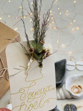 ✨ Carte Florale "Joyeux Noël" avec Mini Bouquet de Fleurs Séchées ✨ 1