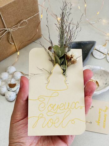 ✨ Carte Florale "Joyeux Noël" avec Mini Bouquet de Fleurs Séchées ✨ 2