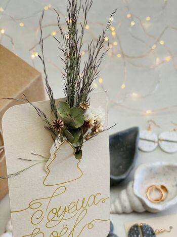 ✨ Carte Florale "Joyeux Noël" avec Mini Bouquet de Fleurs Séchées ✨ 3