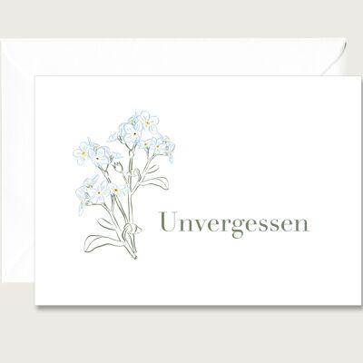 Tarjeta de luto "Inolvidable" - tarjeta plegable | Tarjeta de felicitación | Letras | Luto | Funeral | Condolencias | Tarjeta de condolencia || CORAZÓN Y PAPEL