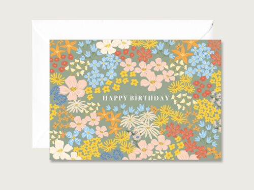 Karte zum Geburtstag "Blumen" - Klappkarte | Grußkarte | Aquarell | Illustration | Blumen | Floral | Neutral || HERZ & PAPIER