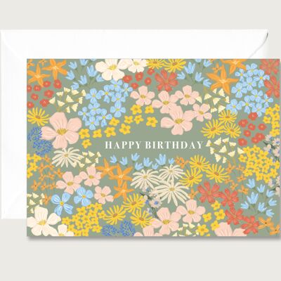 Karte zum Geburtstag "Blumen" - Klappkarte | Grußkarte | Aquarell | Illustration | Blumen | Floral | Neutral || HERZ & PAPIER