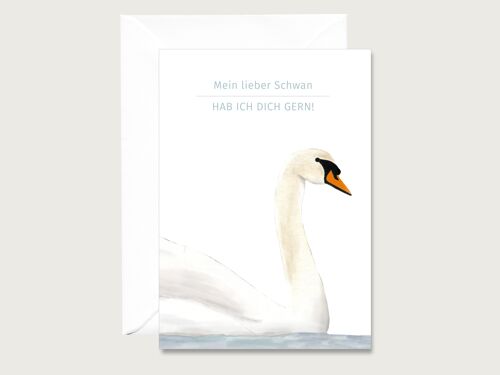 Neutrale Karte "Mein lieber Schwan hab ich dich gern" Klappkarte | Grußkarte | Liebe | Freunde | Geburtstag || HERZ & PAPIER