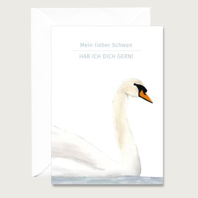 Neutral card "My dear swan, I like you" folding card | Greeting card | Love | Friends | Birthday || HEART & PAPER