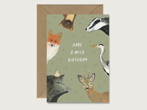 Geburtstagskarte "Wild Birthday" - Klappkarte zum Geburtstag | Tiere | Party | Geburtstagsfeier | Grußkarte | Kinder | Waldtiere |  || HERZ & PAPIER
