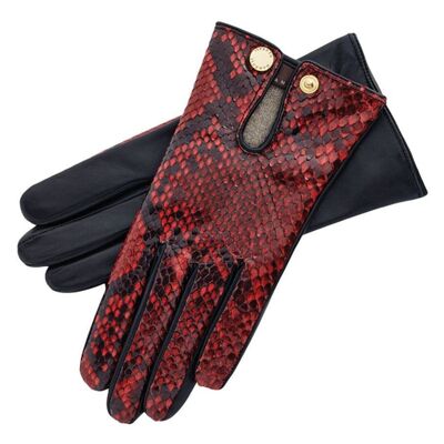 Guantes de cuero Audrey Python Rouge