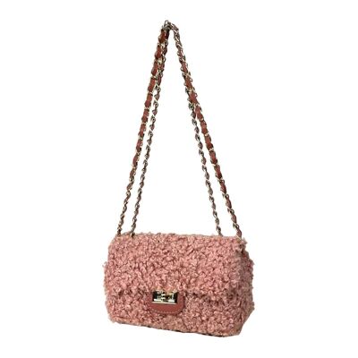 Sac à bandoulière en cuir pour femme avec cheveux et poignées réglables