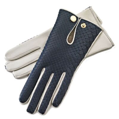 Gants En Cuir Audrey Python Bleu