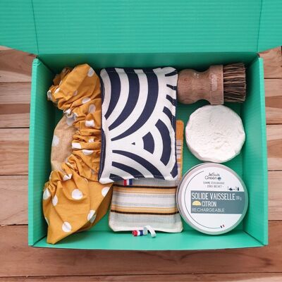 Caja navideña zero Waste - caja - vajilla resistente - esponjas lavables - raspador - regalo - tapa plana - recambio