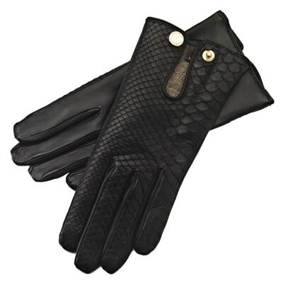 Guantes de cuero Audrey Python Noir