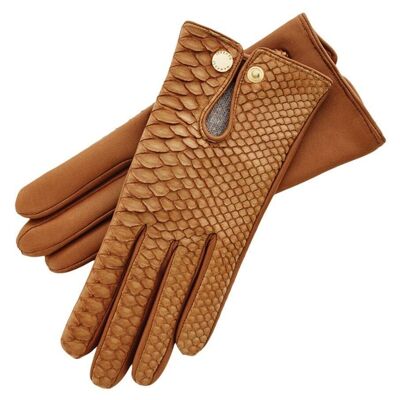 Gants en cuir caramel Audrey Python