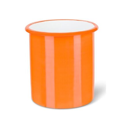Tall Enamel Utensil Holder in Orange Flame / Bright White