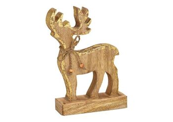 Cerf en bois brun (L/H/P) 15x23x6cm