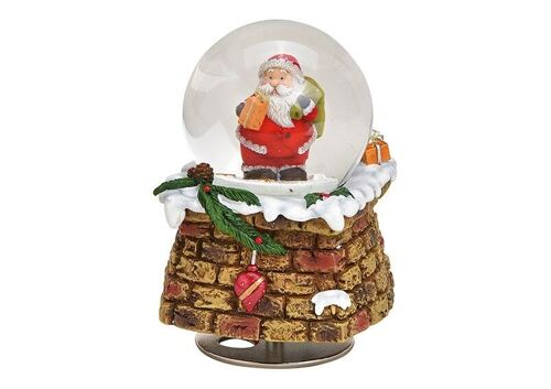 Spieluhr, Schneekugel Nikolaus aus Poly, Glas Bunt (B/H/T) 8x11x8cm