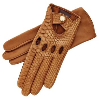 Charlotte Python Gants de conduite en cuir caramel 3