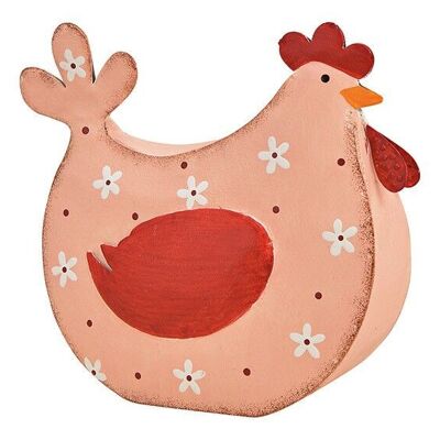 Metal rooster pink / pink (W / H / D) 15x14x6cm
