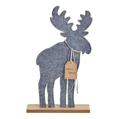 Moose Merry Christmas in feltro grigio (L / A / P) 27x39x6cm
