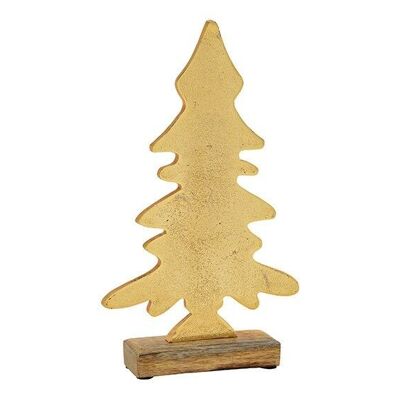 Aufsteller Tannenbaum aus Mangoholz/Metall Gold (B/H/T) 18x30x5cm