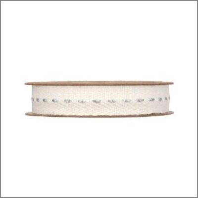 cotton ribbon - Metallic line – silver - 10 meters