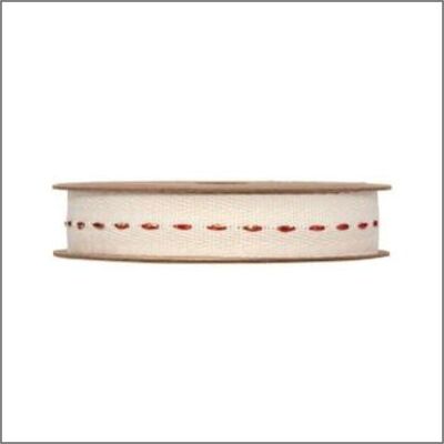 cotton ribbon - Metallic line – red - 10 meters