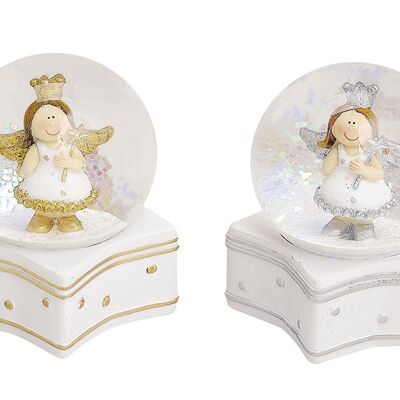 Snow globe angel in gold / silver made of poly