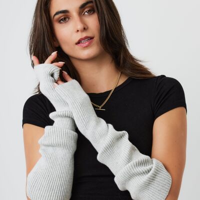 Ribbed Arm Warmers in Grey
