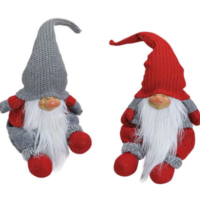 Edge stool gnome made of plush/textile, 2 assorted (W/H/D) 17x55x14 cm