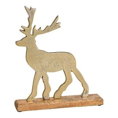 Deer on mango wood base made of metal gold (W / H / D) 28x32x5cm