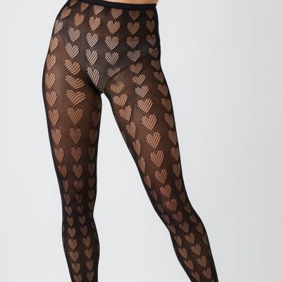 Heart Cut-Out Tights in Black