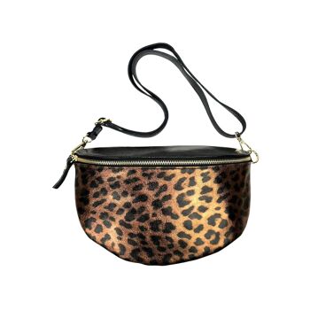 Sac ceinture en cuir imprimé léopard et effet brillant pour femme 6