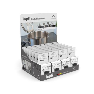 Topfi - le support de couvercle de casserole + présentoir de comptoir FR (en anglais)