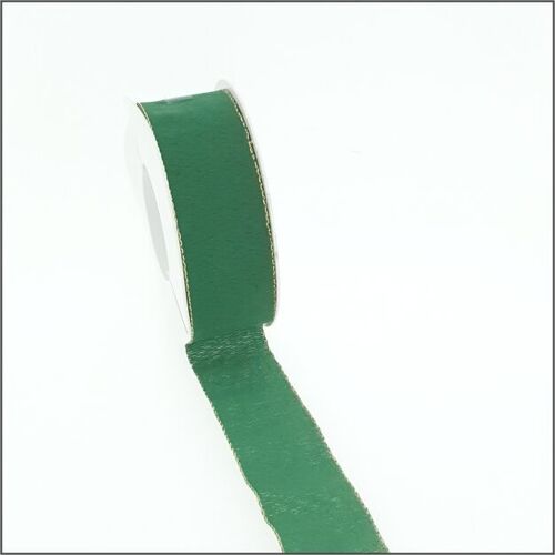 Ribbon – green with a gold edge – 40mm x 25 metres