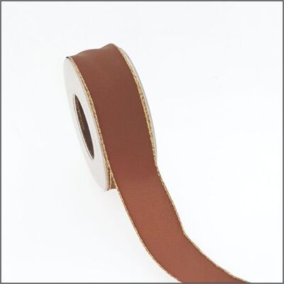 Ribbon – brown with a gold edge - 40 mm x 25 meters