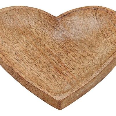 Heart shaped plate made of mango wood brown (W / H / D) 20x2x20cm