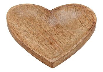 Assiette en forme de coeur en bois de manguier marron (L / H / P) 20x2x20cm