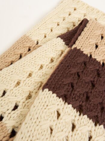 Écharpe fine rayée en tricot au crochet, marron 6