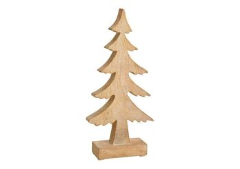 Sapin de Noël en bois de manguier marron (L/H/P) 14x31x5cm
