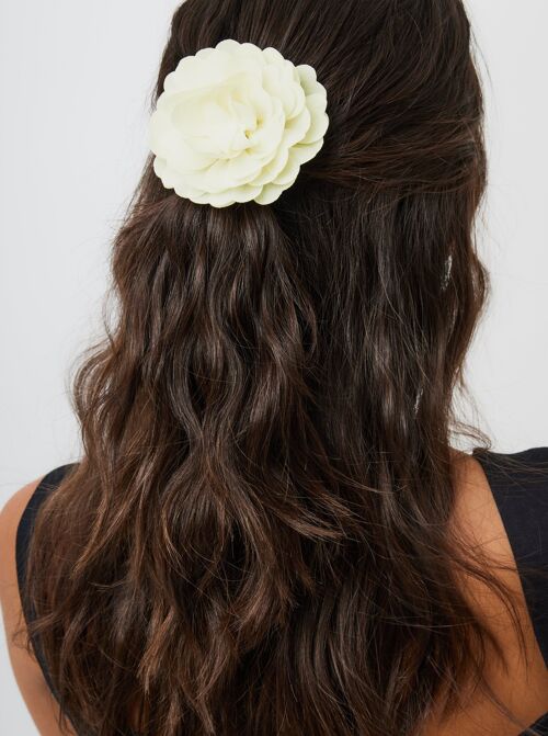 Chiffon Flower Hair Clip in Cream