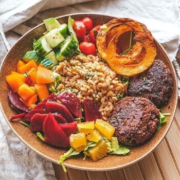 Boîte de statère | Substitut de viande | Poudre végétalienne à base de pois | Riche en protéines 7