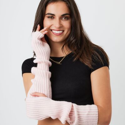 Knitted Arm Warmers in Pink